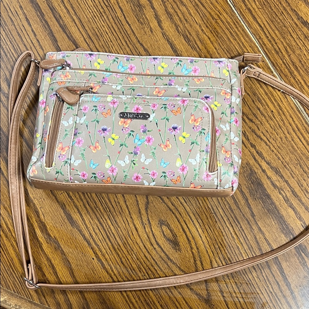 Multi Sac Floral Crossbody Bag - Tan